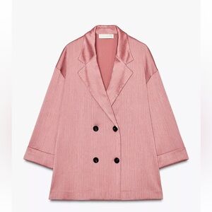 Zara Pink Double-Breasted Blazer and Pants (FULL SET)